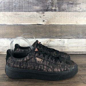 Puma Basket Platform Vr Black Rose Gold Sneakers 364092 02 Women's Size 9.5  | eBay
