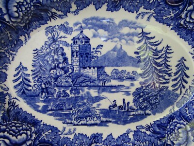 Vintage Arabia Suomi Landscape Blue & White Finland # 7