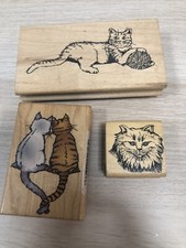 3 1990s Rubber Stamps - Cats
