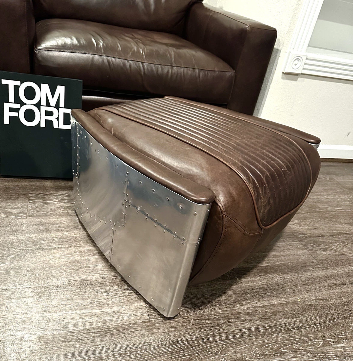 Restoration Hardware aviator leather ottoman