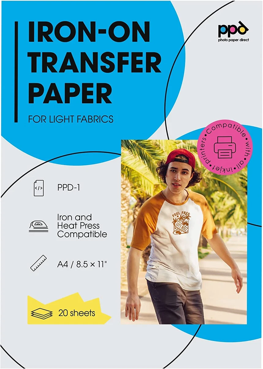 PPD Inkjet Premium Iron-On White and Light Colored T Shirt Transfers Paper  LTR