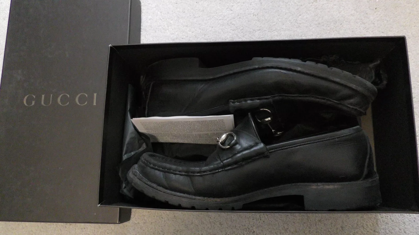 Tom Ford Era   Mocassins Gucci Horsebit vintage 2000 cuir noir taille 11D