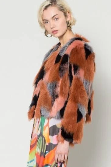GORMAN X Megan Grant Beautiful Faux Fur jacket Size 10 fits a 12 | eBay