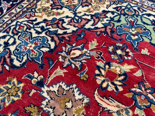 7x11 RED VINTAGE RUG ANTIQUE HAND-KNOTTED COLORFUL handmade BLUE oriental 8x10 - Picture 12 of 23
