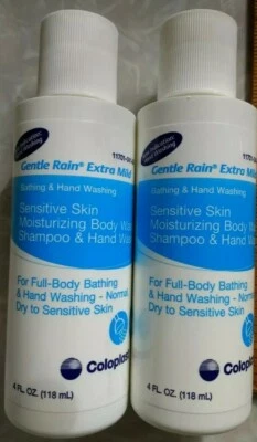 (2)💙New Coloplast SensitiveSkin GentleRain ExtraMild Body Wash Shampoo 4oz each
