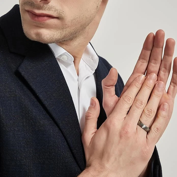 Anillo de boda con cúpula de tungsteno de 6 mm para hombre clásico cepillado pareja promesa anillo Foto 2 de 4