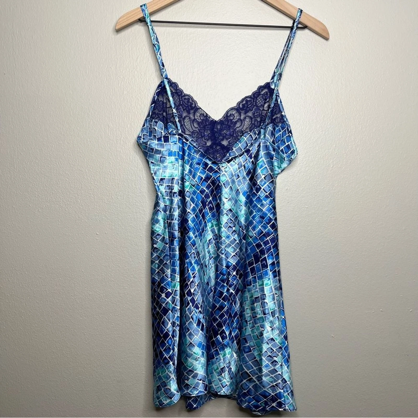 UNDERCOVER Abito donna vintage anni 90 Victoria Secret slip medio pizzo geometrico Sultry y2k