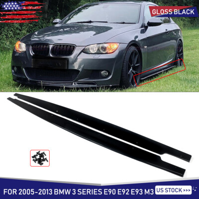 Fits 2005-2013 BMW M3 E90 E92 E93 MP Style Side Skirt Extension Lip Glossy Black
