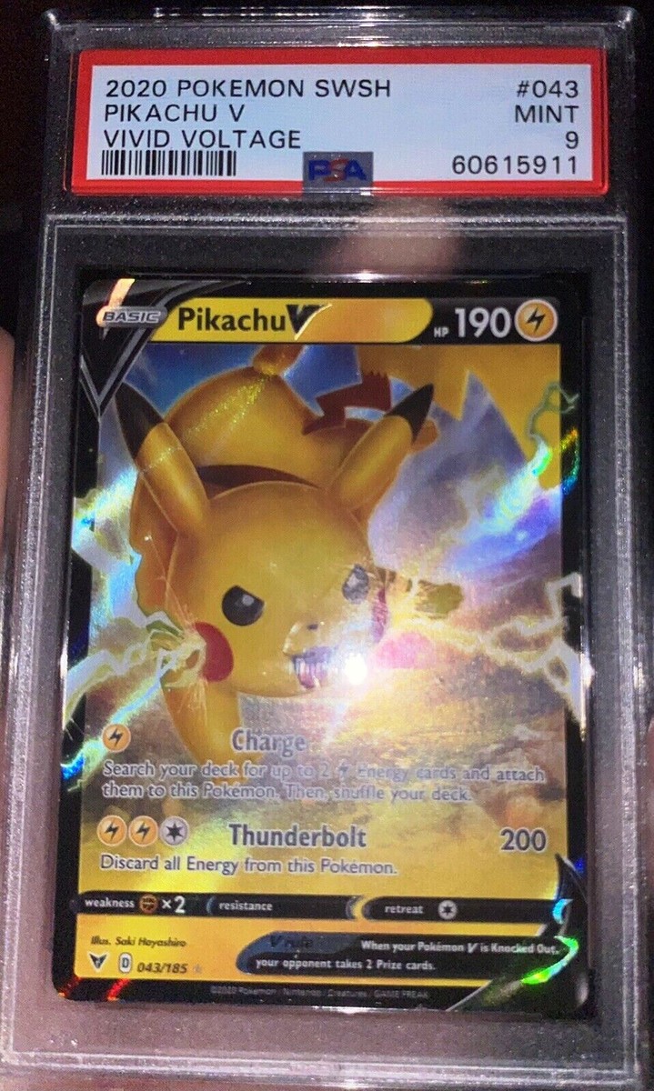 2020 POKEMON PIKACHU V SWSH HOLO VIVID VOLTAGE #043 GRADED PSA