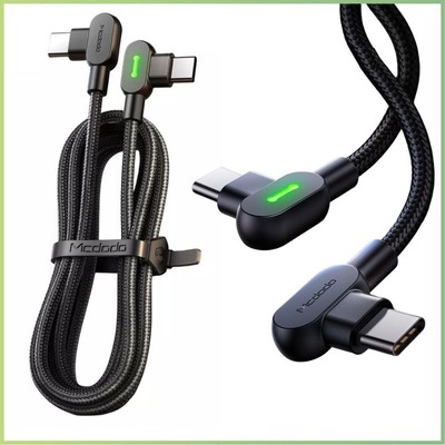 90 Degree Angle USB-C to USB-C Charger Cable Fast Charging Type-C Sync Cord