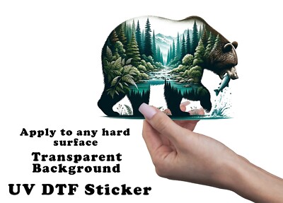 Forest Black Bear UV DTF Transparent Sticker / Decal