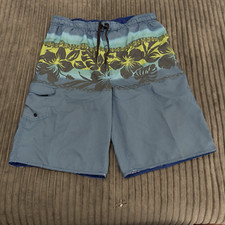 Burnside Swim Trunks Mens L Blue Floral Hawaiian Surf Lined Floral Mesh Lined