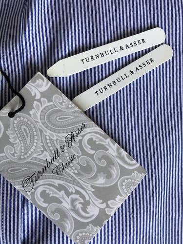 Turnbull & Asser Striped Dress Shirt French Cuff Made in England Men's Size 16 - Picture 3 of 8