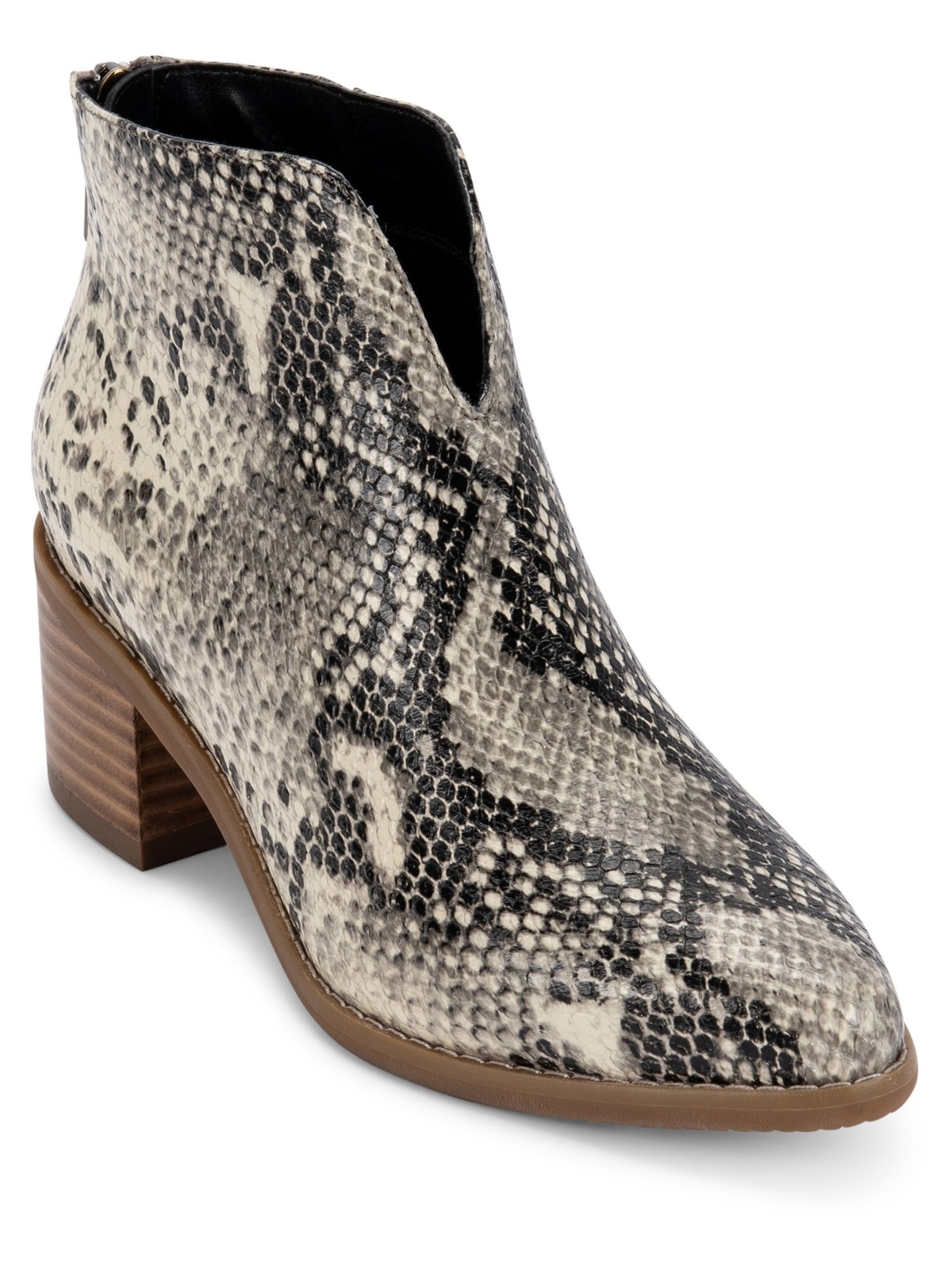AQUA COLLEGE Womens Beige Snake Print Emily Zip-Up Leather Dress Booties 8 M