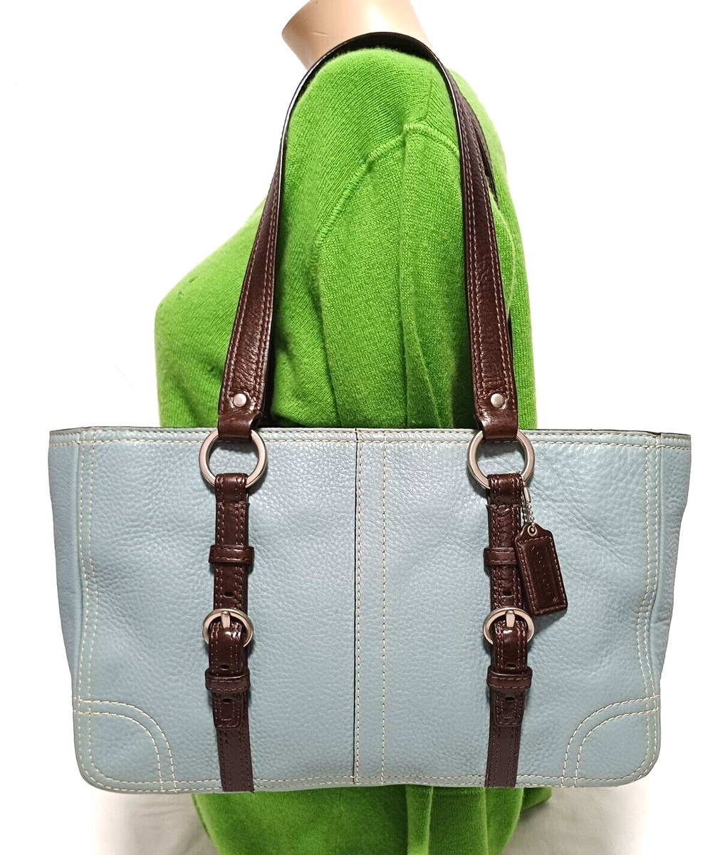 COACH CHELSEA DUSTY BLUE PEBBLED LEATHER Y2K PURSE SHOULDER