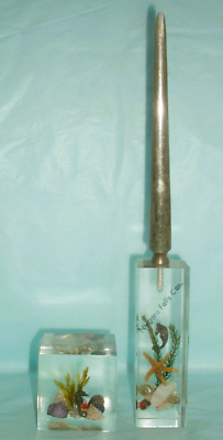 Vtg Lucite Letter Opener / Paperweight Sea Scape Advertising Niagara Falls Can.
