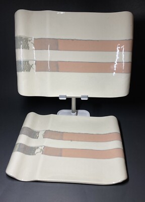 Kaete Brittin Shaw Hand Built Platter Sushi Trays Signed Set Of 2