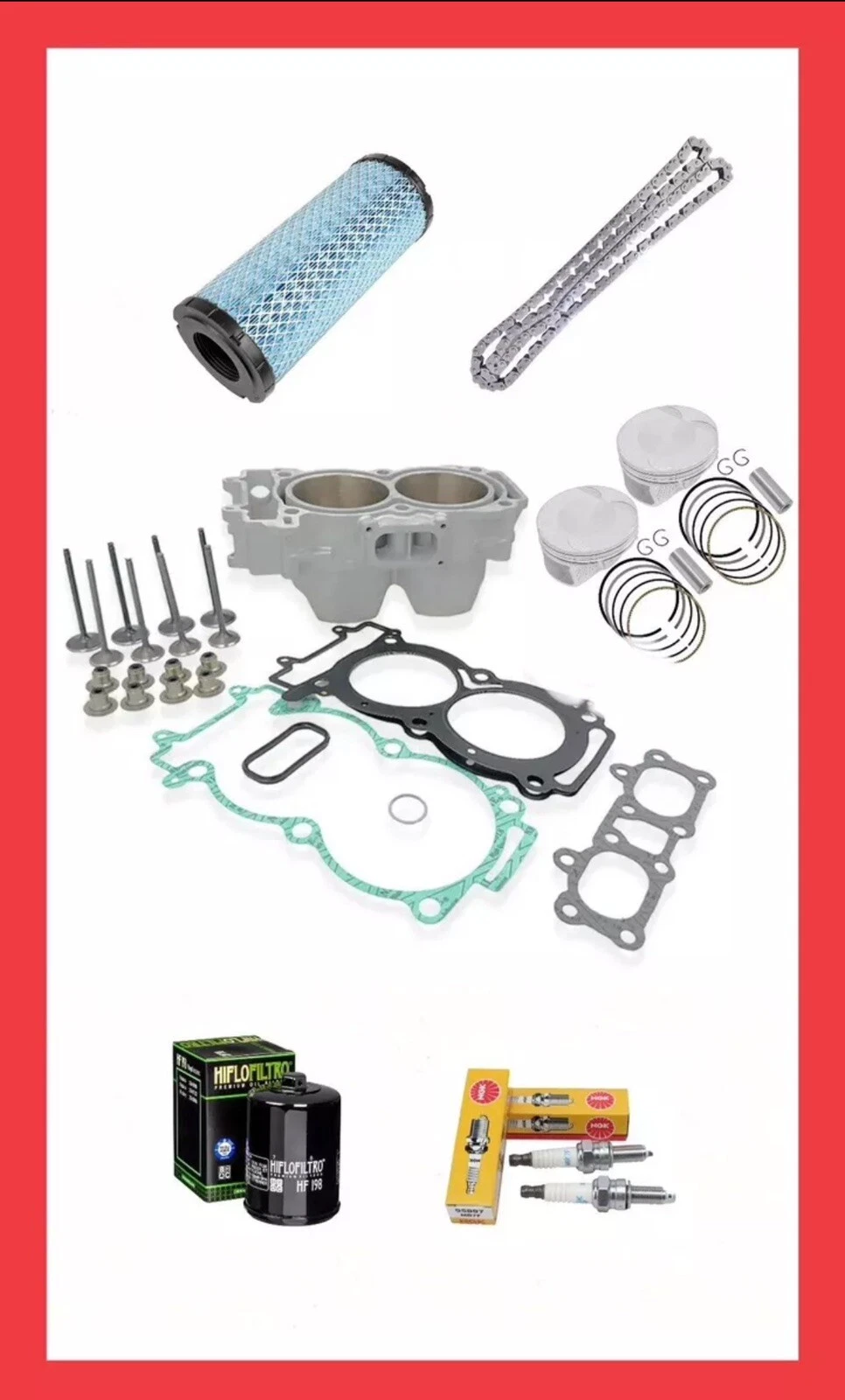 24-25 Polaris RZR 1000 Trail Top End Rebuild Kit- Cylinder Pistons Valves
