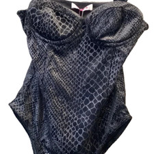 Buddy love bodysuit size small new black snakeskin print