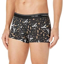 Calvin Klein Men's Ck One Micro Low Rise Trunks, Intersection Logo Print, Large