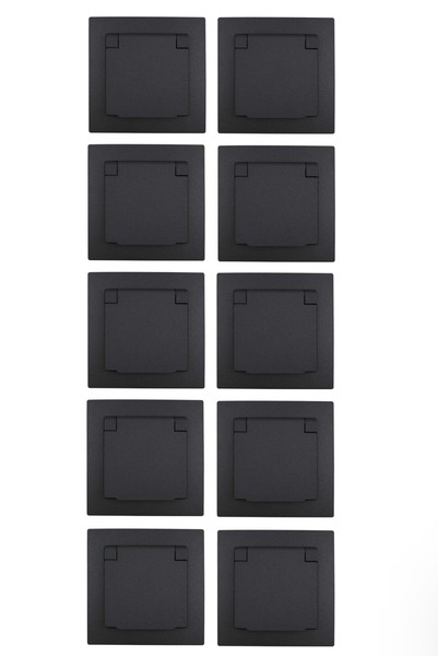 10Er Set Schutzkontakt-Steckdose Mcpower Flair, 250V~/16A, Up, IP44, Anthrazit-image