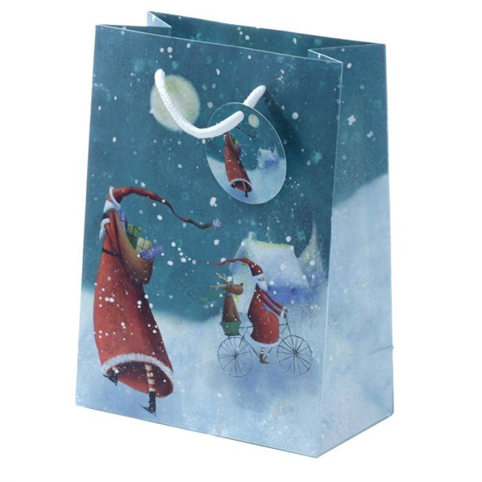 JAN PASHLEY CHRISTMAS SANTA CLAUS GIFT BAG WITH GIFT TAG