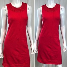 NWT $119 Ann Taylor Medium Red Stretchy Knit Sleeveless Sheath Shift Mini Dress