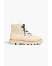 $650 RAG & BONE Natural Lace-up Shearling Ankle Boot COMBAT PLATFORM 39.5  (PA3)