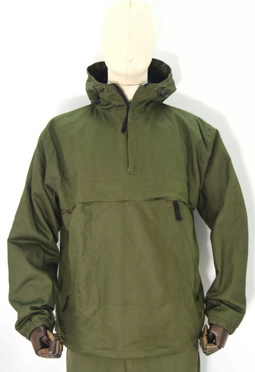 OD Olive Wool Lined Winter Smock Canvas Cotton Anorak Buffalo Top Hooded  Jacket