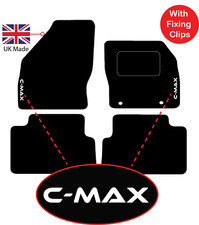 Ford Focus C Max 2003 to 2011 Tailored Carpet Car Mats Unique logos & clips 4 pc