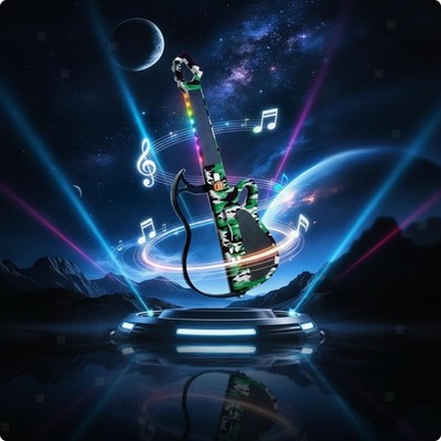 Glatthals Gitarre Bluetooth Faltbare Gitarre mit Licht für Anfänger, Solo