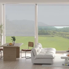 Changshade Light Filtering Window Blinds Corded Roller Shades White/ Black/Grey