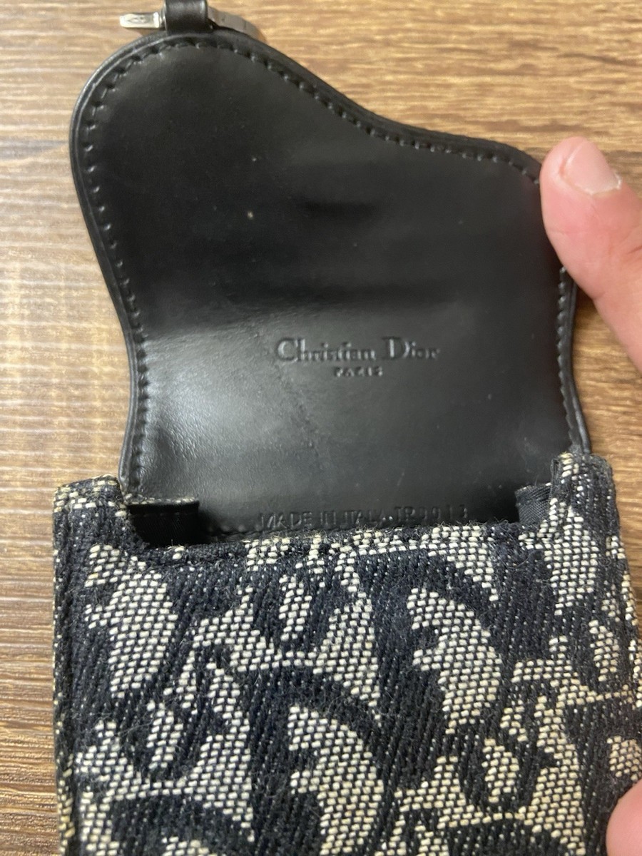 Christian Dior Trotter Navy Leather Canvas Cigarette Case W