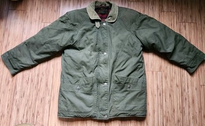 Vtg Eddie Bauer Green Corduroy Goose Down Barn Chore Coat Jacket Med Petite