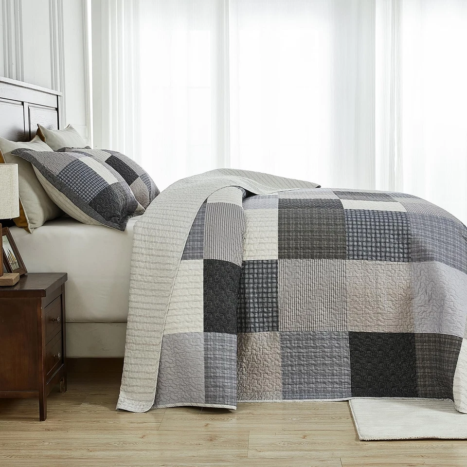 Colchas King De Gran Tamaño 128x120, 100% Algodón California King Quilt, Farmhou... Foto 2 de 4