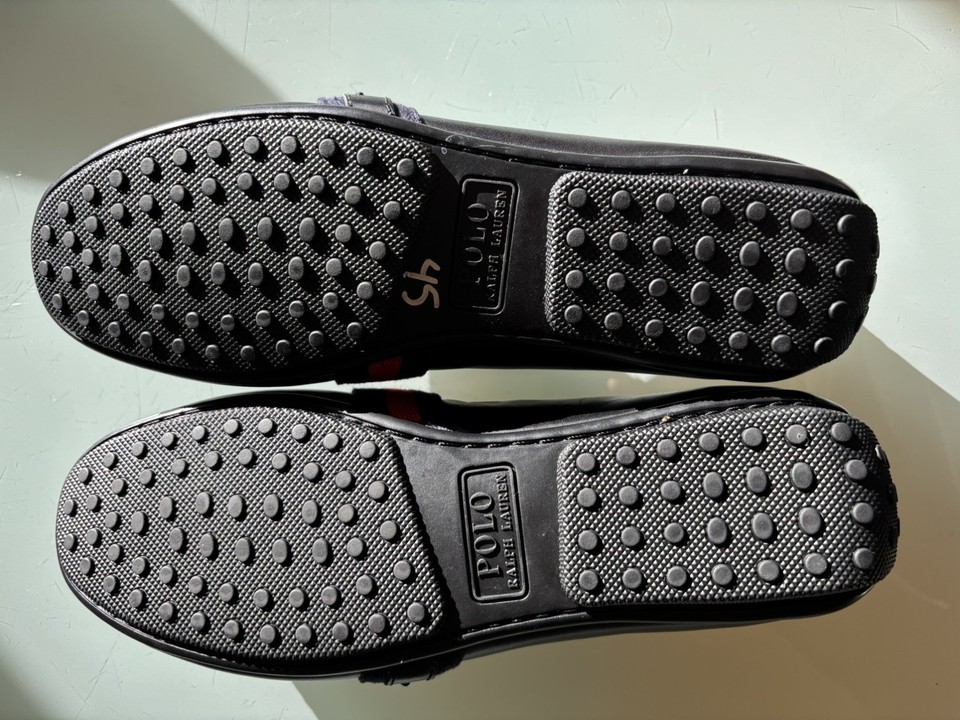 Polo Ralph Lauren Riali Driver Loafers 9.5 Men Black Brand New | eBay