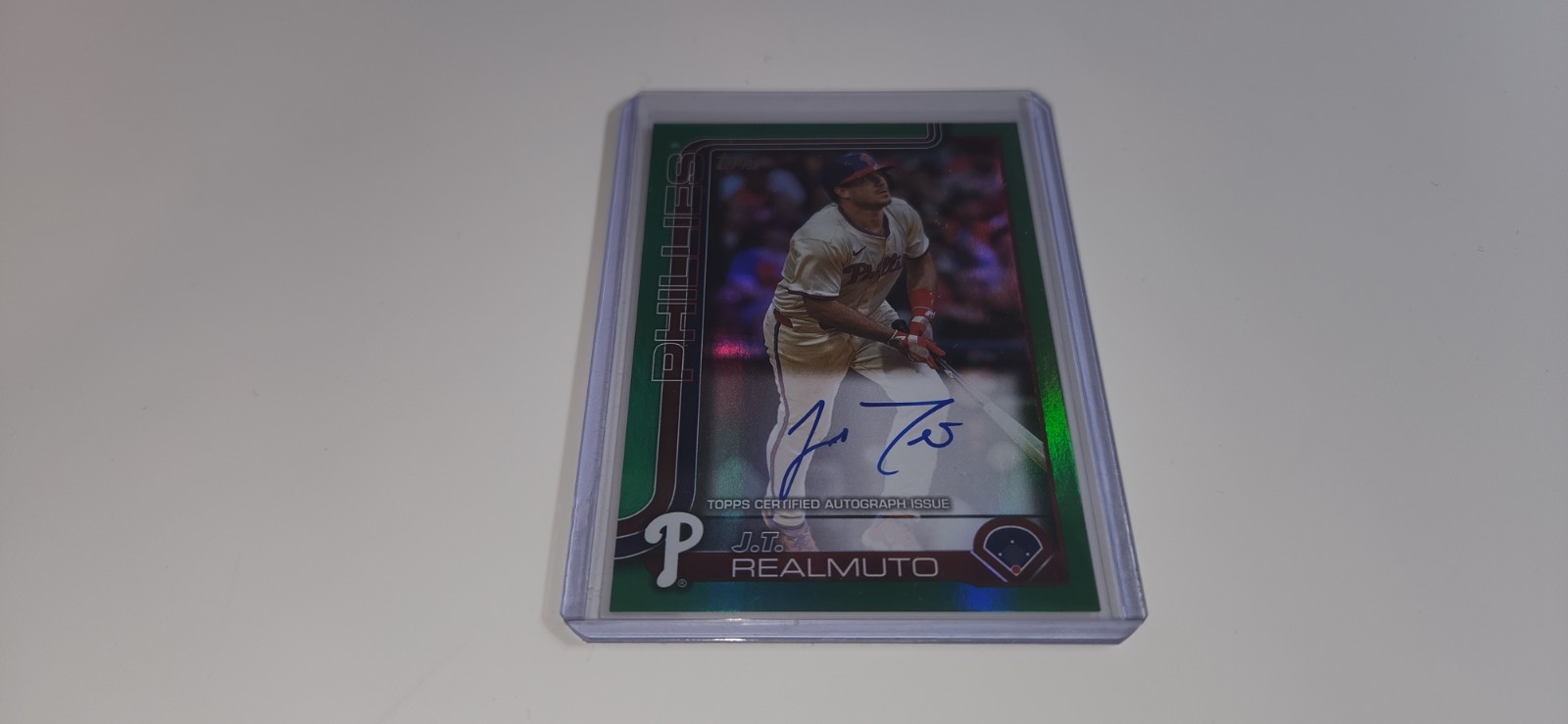 2025 Topps Update #625 Auto - J.T. Realmuto Green Foil 57/99