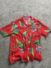 Vintage West Trends Hawaiian Shirt Red Polo Button Down Size Large Made In USA