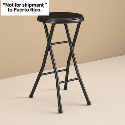 24'' Vinyl Padded Folding Stool, Black
