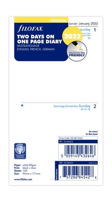 Persönlicher Kalender 2022 2 Tage pro Seite, 3 Sprachen