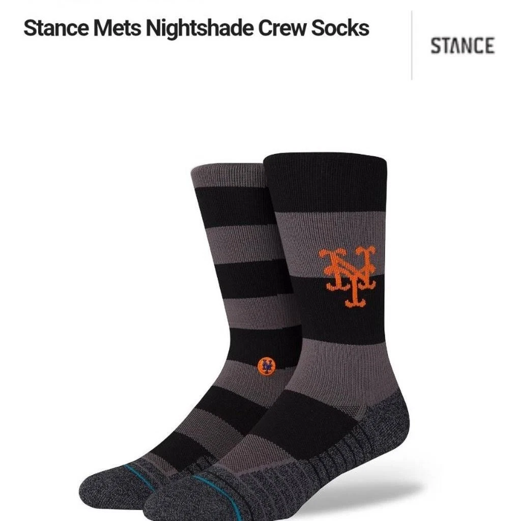 NEW Stance MLB New York Mets Nightshade Performance Blend Crew Socks Gray/Black
