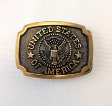 Vintage 1981 C  S Solid Brass United States Of America Belt Buckle