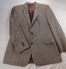 Brooks Brothers Fitzgerald Fit 42R Brown Windowpane 100 Wool Sport Coat Blazer