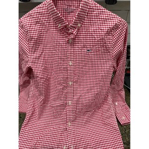 Vineyard Vines Performance Gingham Shirt Red White boy's M 12-14 Button Down