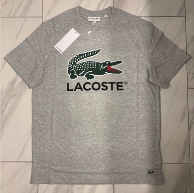 新品 A.P.C.×Lacoste Tシャツ　グレー　ユニセックス　S Lacoste Unisex Loose Fit Large Crocodile Organic Cotton T-Shirt