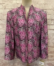Kasper Womens Open Front Blazer Jacket 3/4 Sleeve Purple Chevron Size 14 NEW