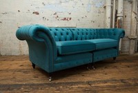 3 Sitzer 210Cm Luxus Bank Sofa Couch Turkis Wohnzimmer Kanzlei MöBel Sofas Neu