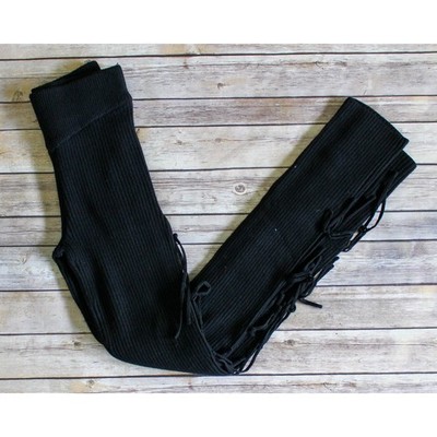 Maniere De Voir Leggings Womens Small Black Ribbed Knit Side Tie Cashmere Blend