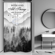 Bible Verse Quotes Scriptures Shower Curtain for Bathroom Decor 36Wx72H Misty...