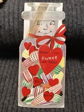 Vintage Valentines Day greeting card Anthropomorphic Candy Jar Antique